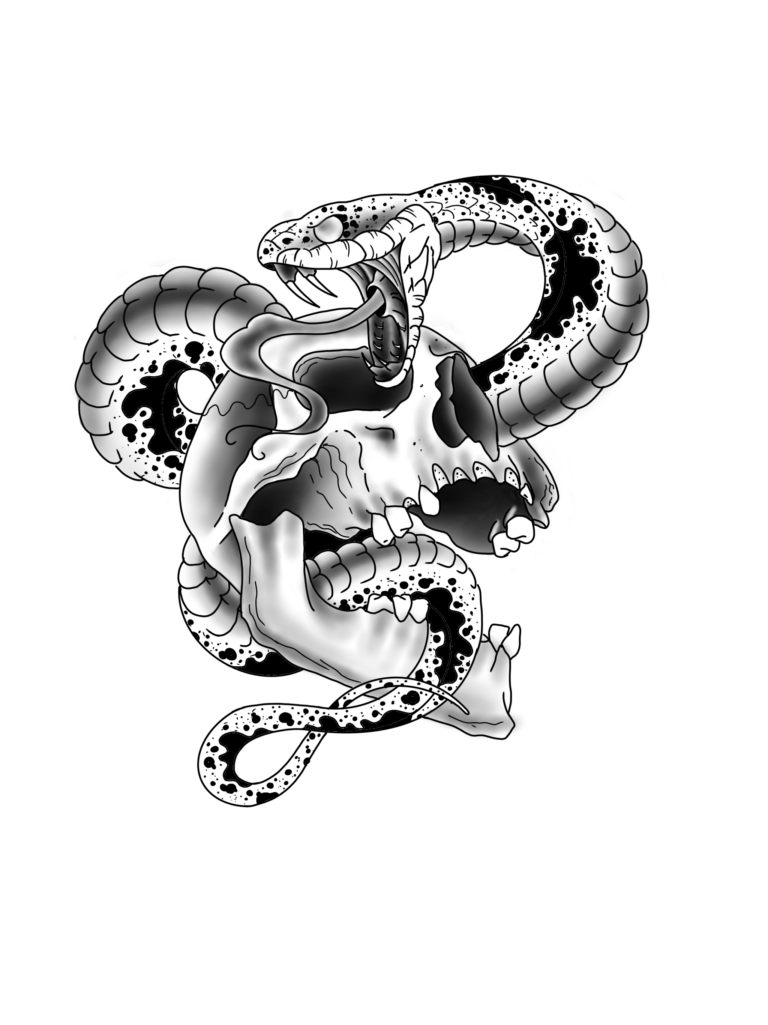 Crâne serpent Old school tattoo